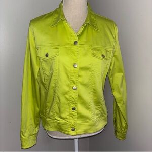 Tori Richard Honolulu lime green button front stretch poplin jacket size 14